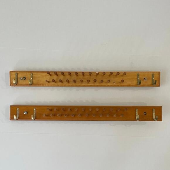 1980 VTG TIES RACK WOODEN OAK WOOD HOLD TIES AND BELTS Set Of 2 VERSATILE - Picture 5 of 14